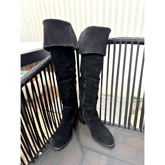 Coach Lucia Black 100% Suede Leather Over The Knee 1.75” Heel Tall Boots SZ 6.5 - Picture 1 of 16